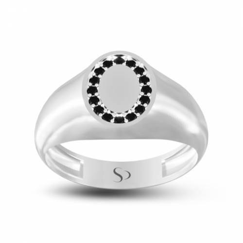 0.22 Karat Siyah Pırlanta Altın Erkek Yüzük