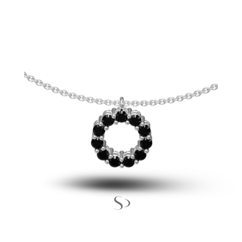 0.46 Karat Siyah Pırlanta Kadın Kolye