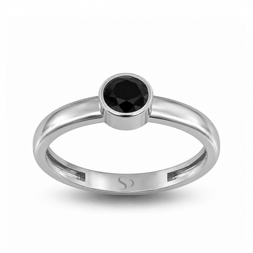 0.61 Karat Siyah Pırlanta 14 Ayar Altın Kadın Yüzük